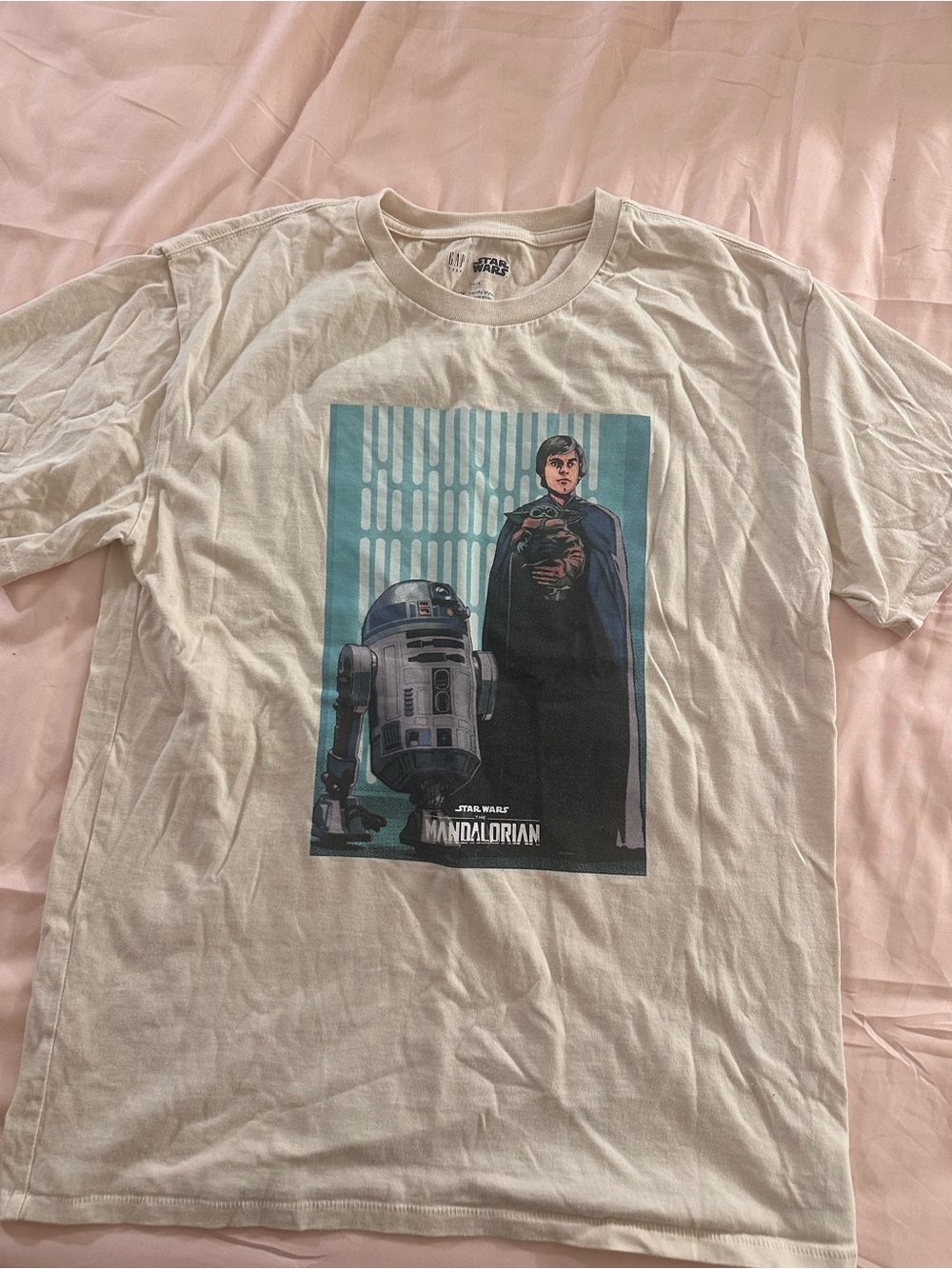 GAP Cream The Mandalorian Graphic Tee with Blue & Black Print